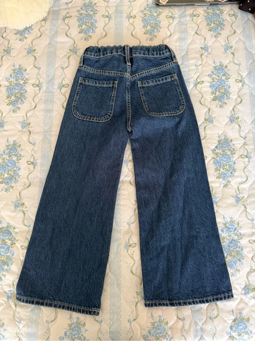 Old Navy Dark Blue Wide-Leg Kids Jeans with Patch Pockets